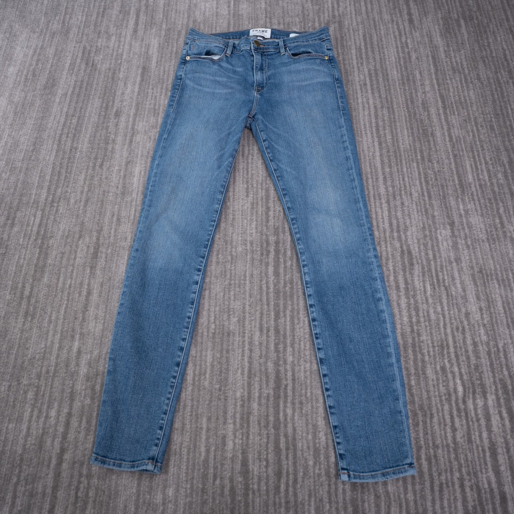 Frame Le High Skinny Jeans Women 28 Fit 27 Blue Matty High Rise Stretch